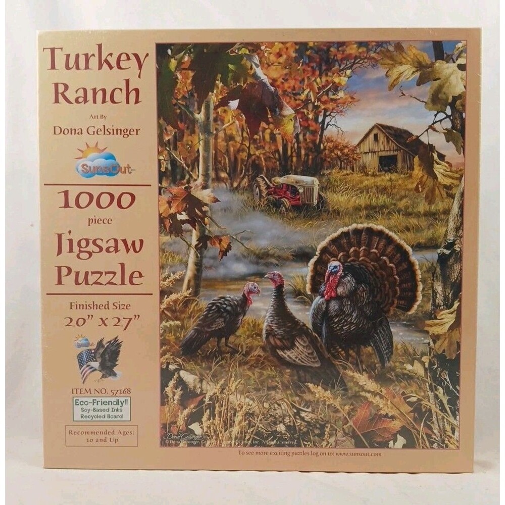 SunsOut 1000 PC Jigsaw Puzzle-"TURKEY RANCH" by Donna Gelsinger-BRAND NEW!